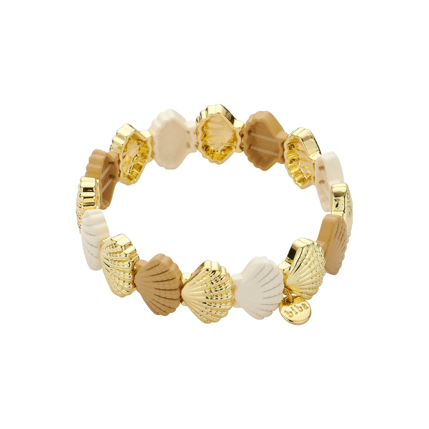 Biba Armband mit Muscheln, elastisch, in Gold- oder Silberfarben