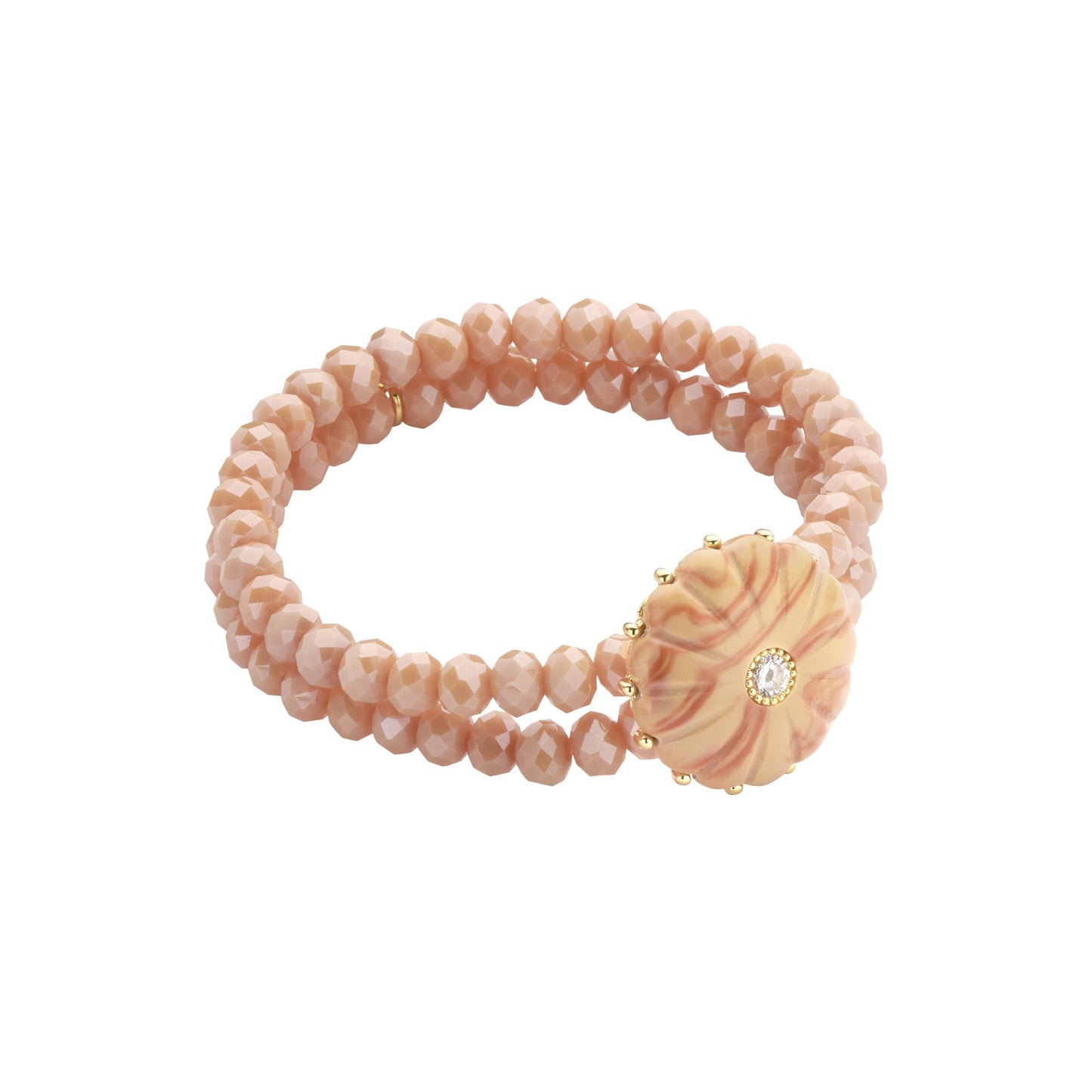 Biba Doppelarmband elastisch mit Medaillon in Rosa oder Creme