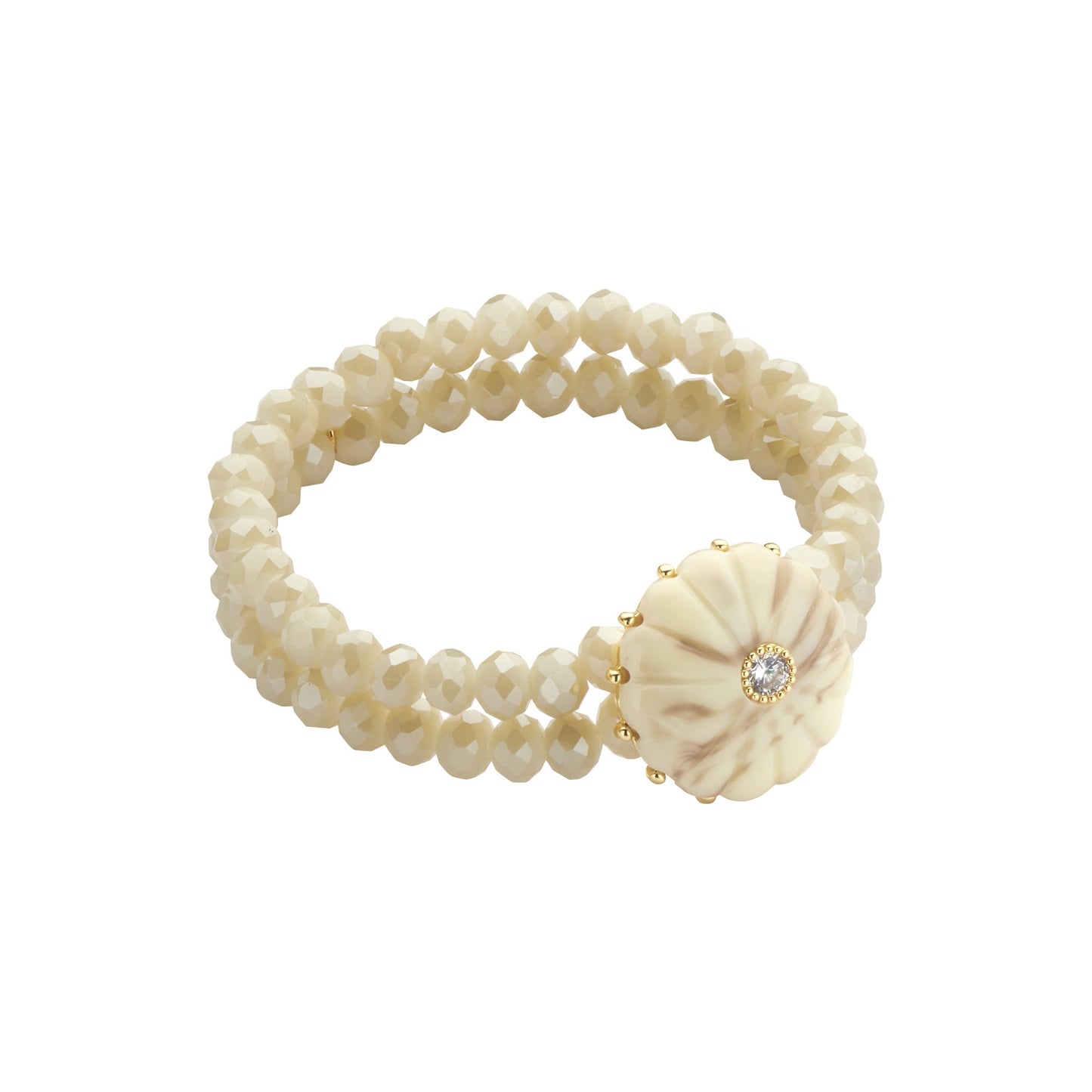 Biba Doppelarmband elastisch mit Medaillon in Rosa oder Creme