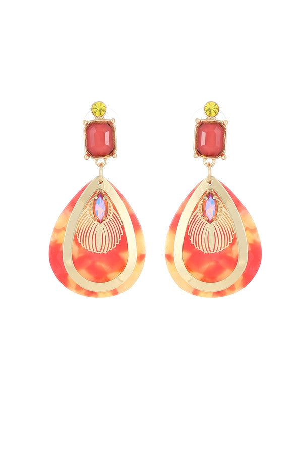 Blossom Bijoux Ohrhänger Ohrringe Koralle Gelb Goldfarben Statement Sommer