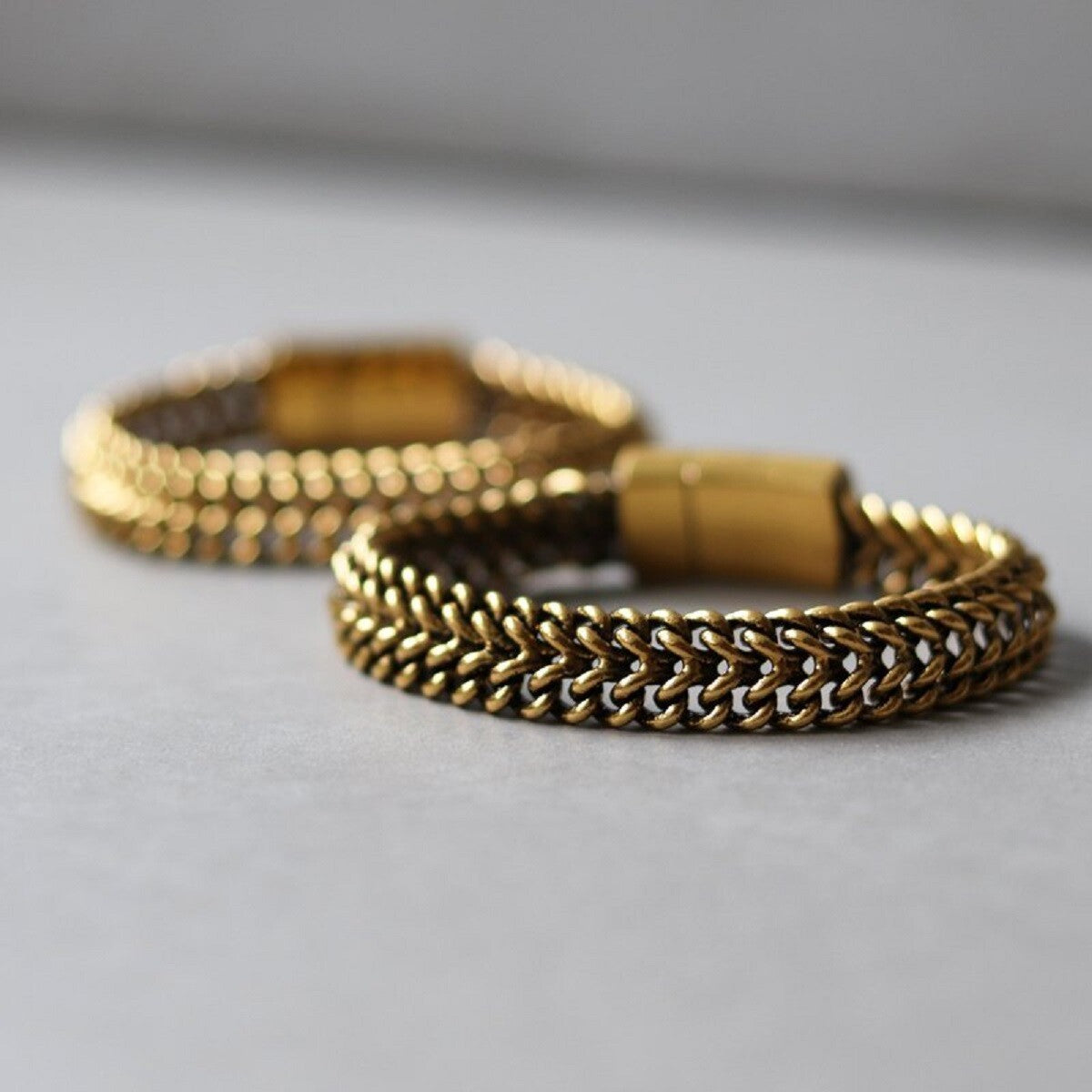 Armband Antik Gold Breites Gliederarmband mit Magnetverschluss 19,5 oder 20,5 cm Biba