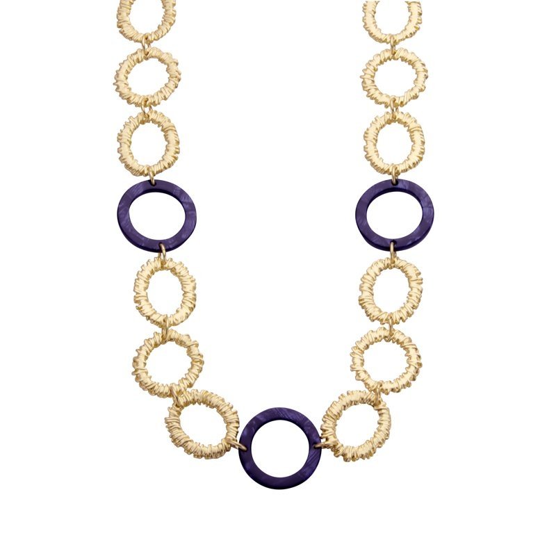 Halskette nickelfrei Goldfarben Blau Modeschmuck kurzkette festlich Modeschmuck Biba