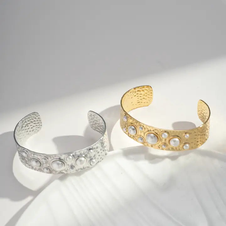 Cosmos Armreif Perlenarmreif aus vergoldetem und Silberfarbenen Edelstahl – Elegant