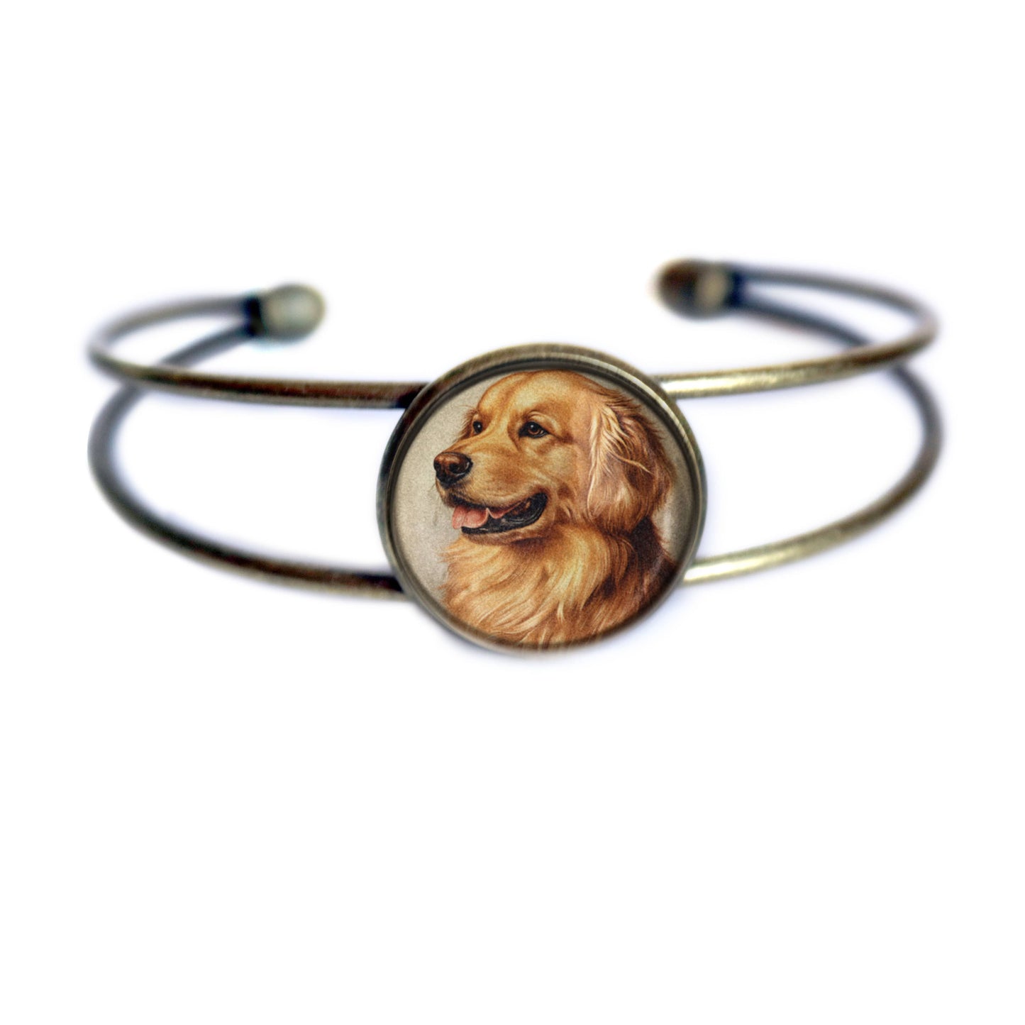 Armband Armreif Beste Freunde Golden Retriever Glas Cabochon Manschettenarmband