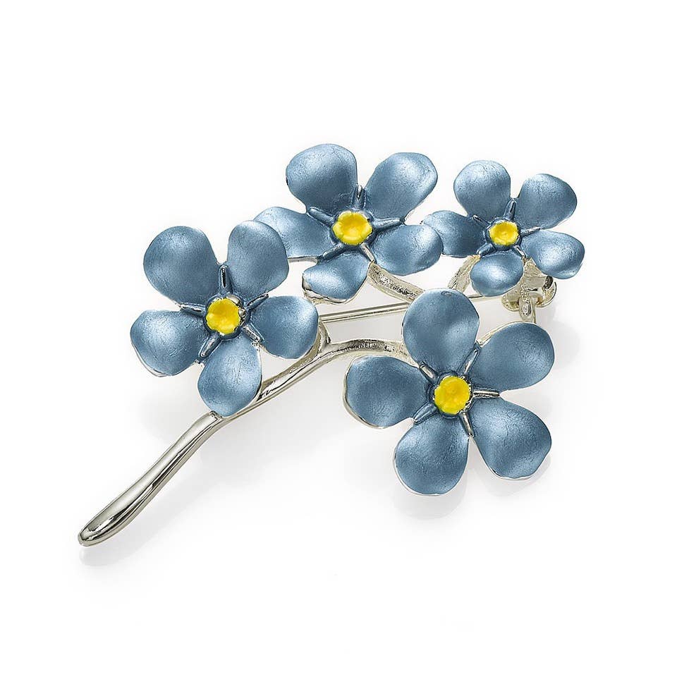 Brosche Vergissmeinnicht Forget Me Not blaue Blumenbrosche
