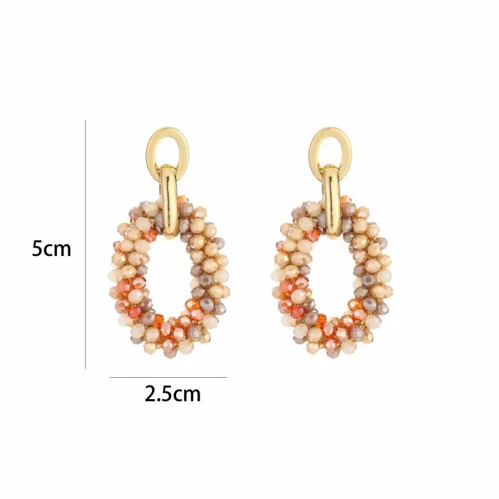Michelle Bijou, Ohrringe, Ohrhänger mit Anhänger aus Beige und Orange Glasperlchen