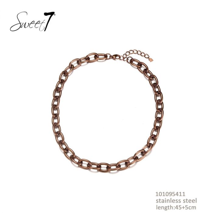 Sweet7 Halskette Kurzkette Bronze farbene Gliederkette