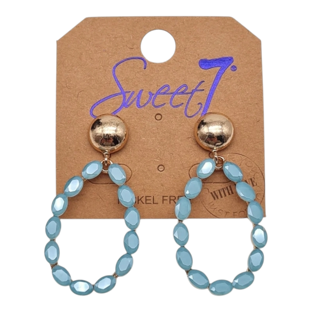 Ohrringe Ohrhänger Tropfenform Cat-eye Stones Hellblau Rosa Nickelfrei Sweet7