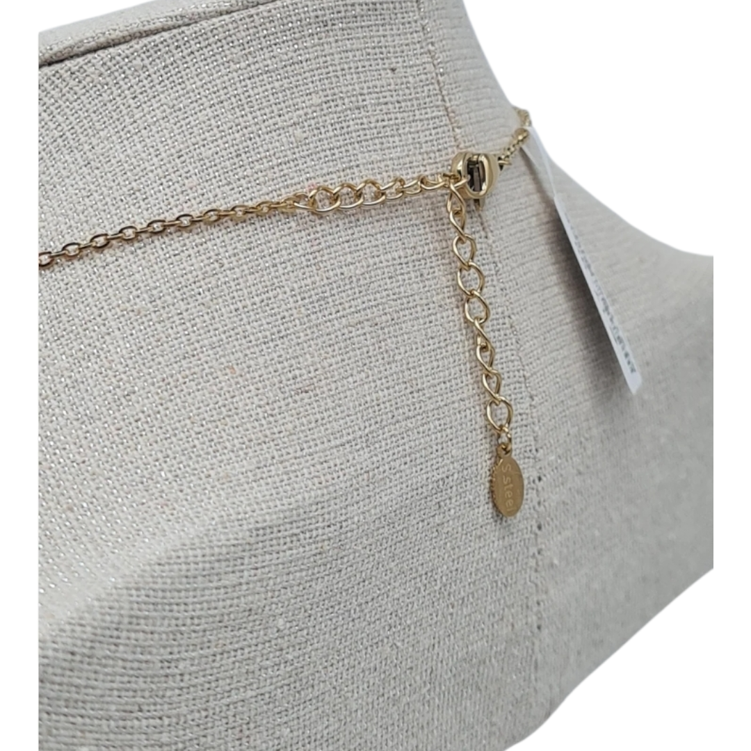 Halskette filigran Kette Anhänger LOVE Goldfarben Pink Statement Nickelfrei Yehwang