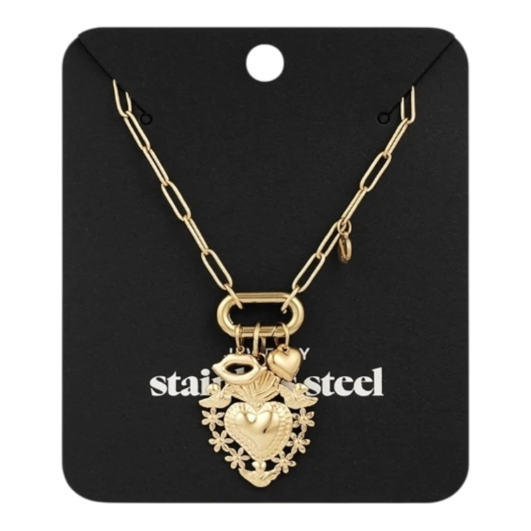 Halskette Charm Haven Halskette Goldfarben Herzanhänger Nickelfrei Yewhang