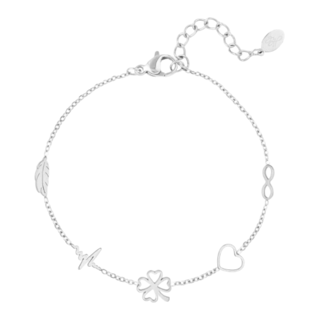 Armband Klee Unendlichkeit Liebe Armband Charms Silberfarbenes Edelstahl Yehwang