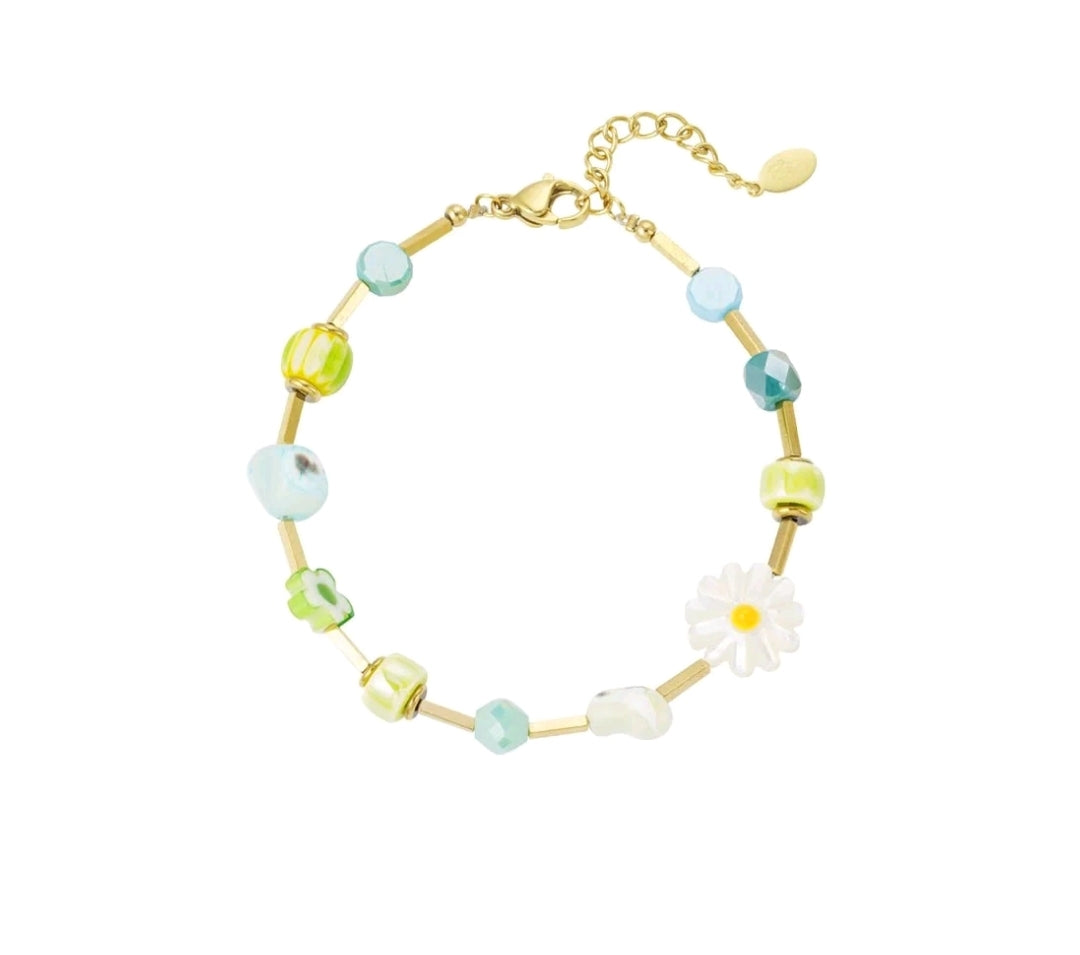 Armband Farbenfrohes Armband Grüne Oase Frühling Gänseblümchen Nickelfrei Yehwang