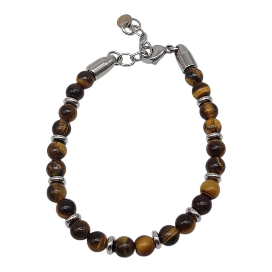 Armband Herrenarmband perlen braun Tigerauge nickelfrei Yehwang