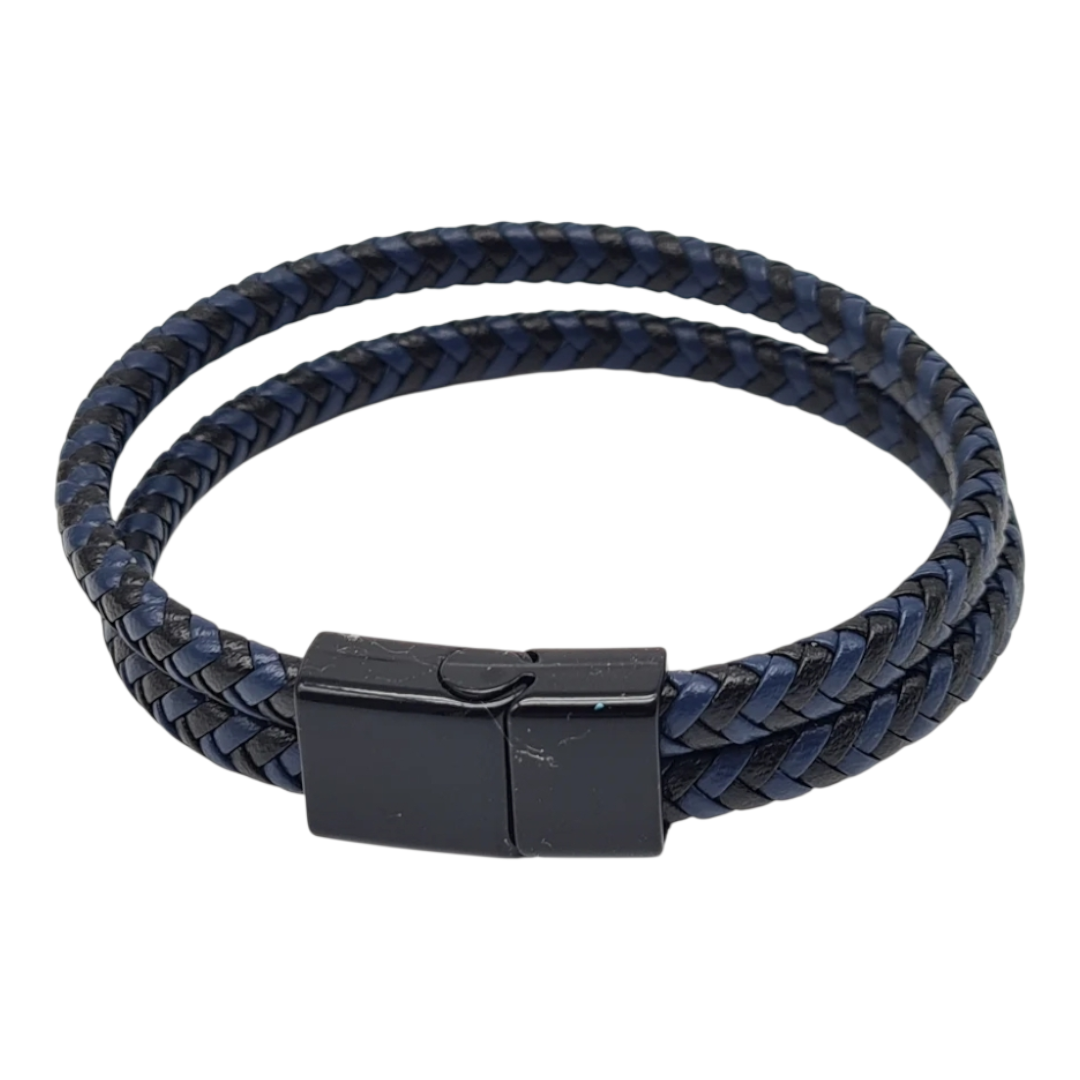 Armband Herrenarmband Schwarz geflochten Blau doppelarmband nickelfrei Yehwang