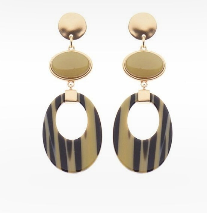 Ohrringe Ohrhänger Beige Acryl Nickelfrei elegant gestreift Biba