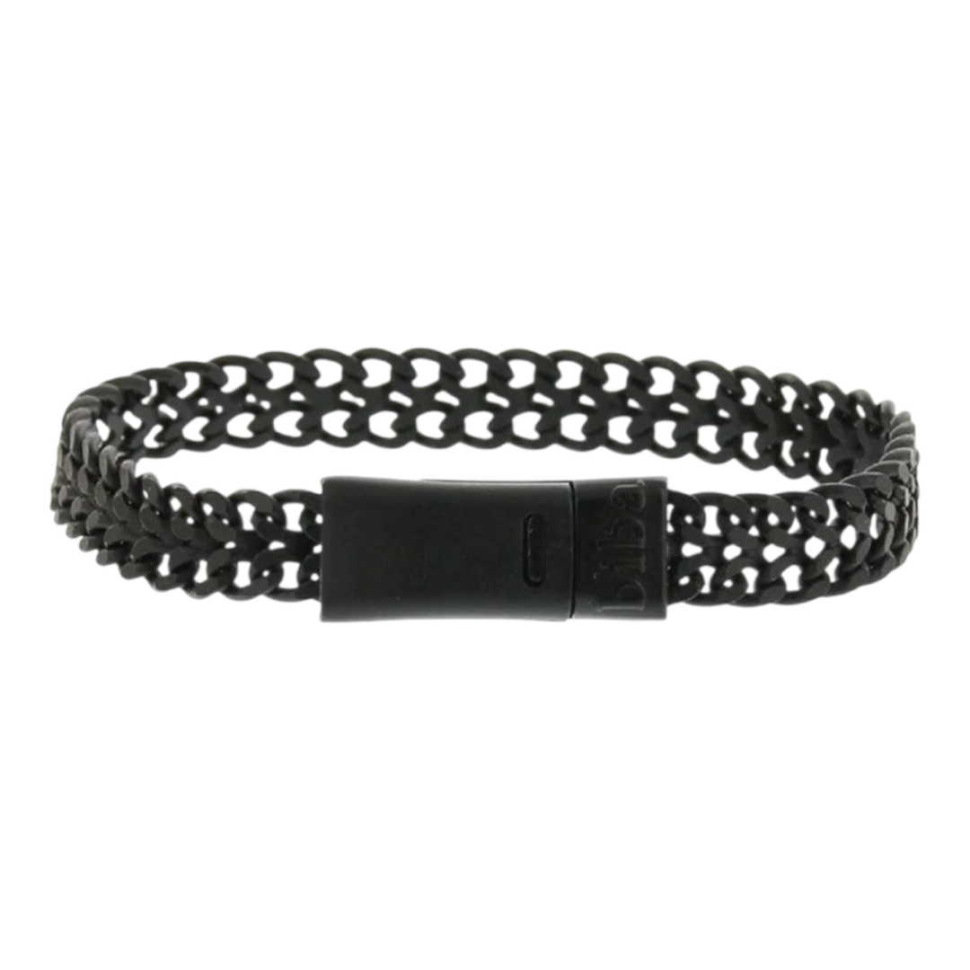 Armband Gun Metall flaches offener Gliederarmband Unisex Nickelfrei Biba