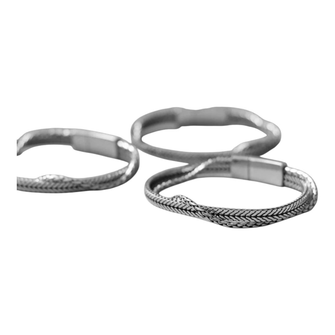 Armband Antik Silberfarben Doppelkette 20,5 cm Unisex Nickelfrei Biba