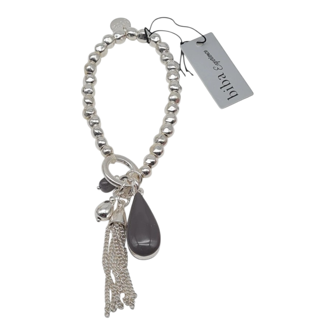 Armband Silberfarben grau nickelfrei stretch elastisch Anhänger Biba