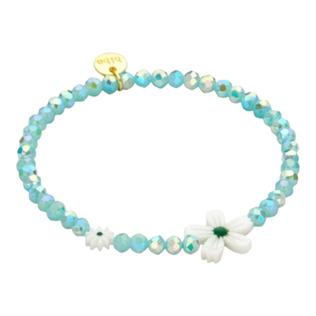 Armband Blumenarmband Türkis mit Weiße Blume Trend Sommer Biba