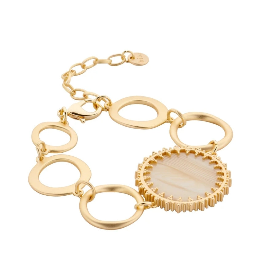 Armband Matt goldfarben Medaillon in Marmor-Look Nickelfrei Trend 2026 Biba