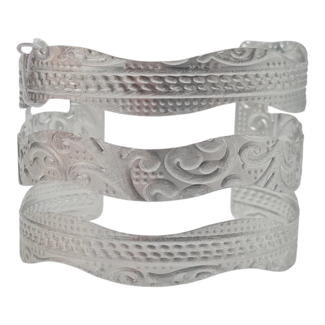 Armreif Matt Silberfarben mit unterschiedliche Reliefs Design nickelfrei Biba