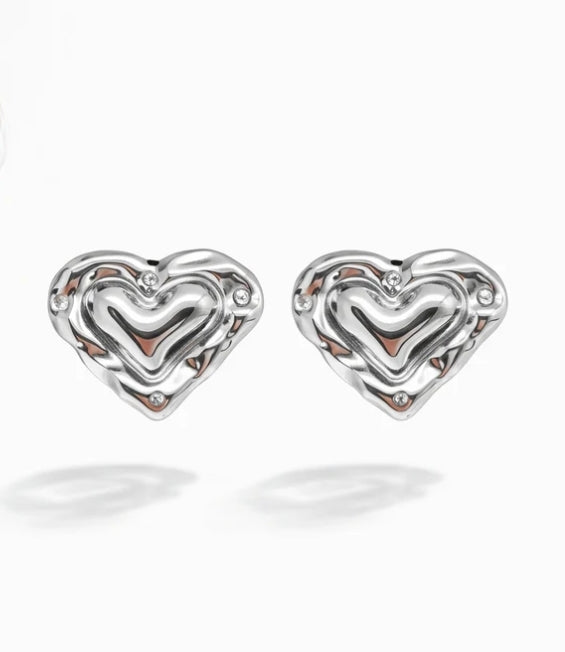 Ohrstecker Herz silberfarben Ohrringe Liebe Romantik nickelfrei Yehwang