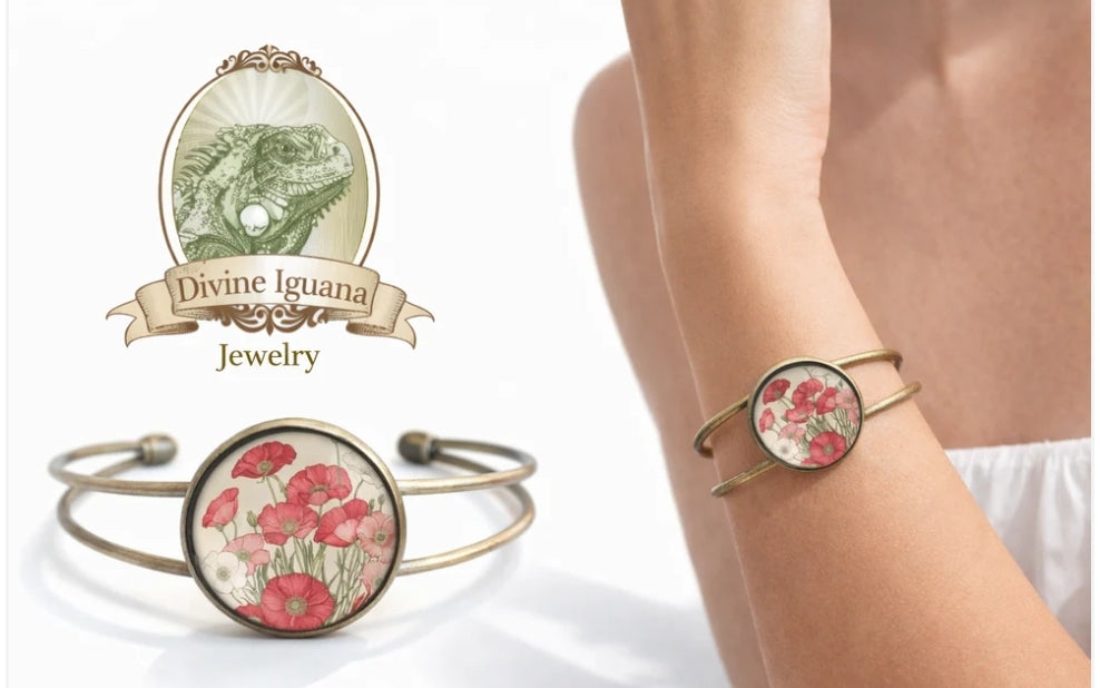 Armband Armreif Jugendstil Glas Cabochon Armreif the Divine Iguana