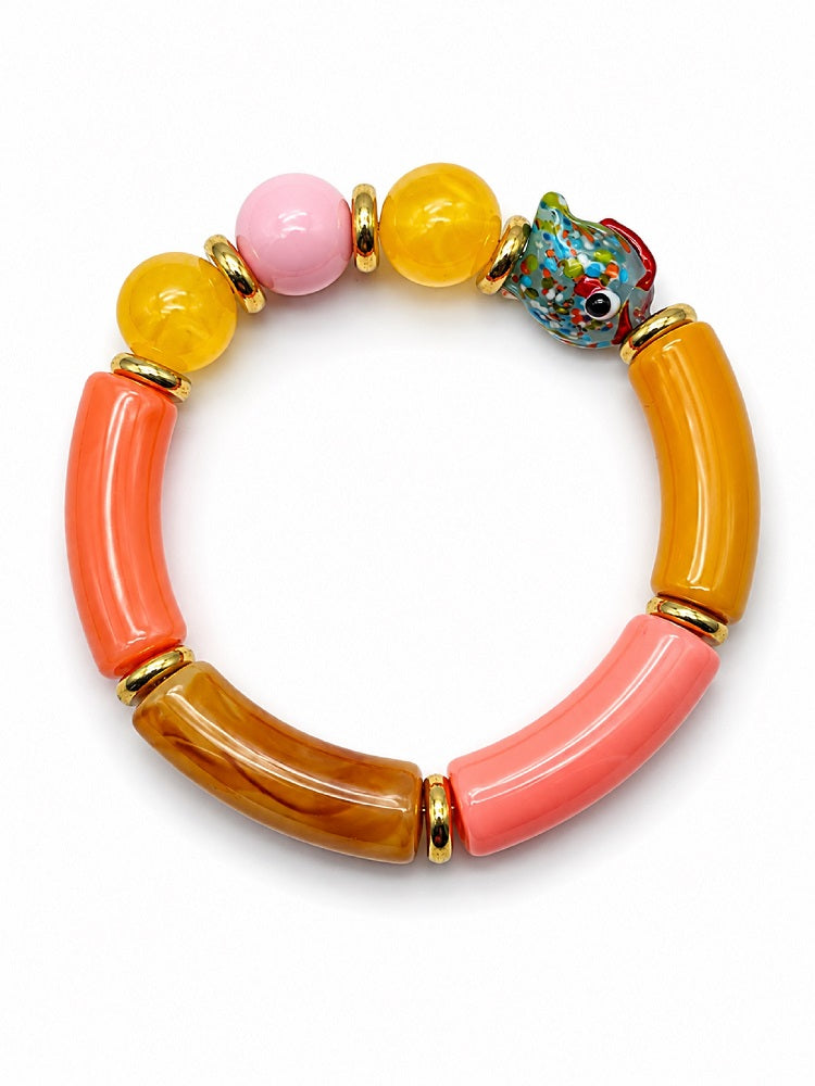 Armband Bunt Elastisch Regenbogen Fisch Ente Happy Fröhlich