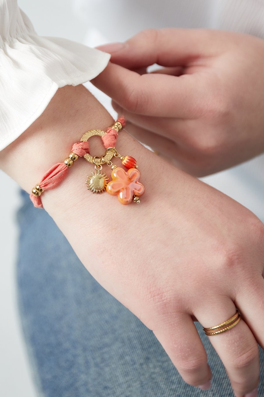 Yehwang Armband, Sunny Floral Armband - Orange & Gold Farbe