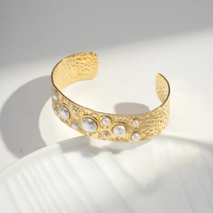 Cosmos Armreif Perlenarmreif aus vergoldetem und Silberfarbenen Edelstahl – Elegant