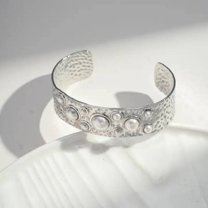 Cosmos Armreif Perlenarmreif aus vergoldetem und Silberfarbenen Edelstahl – Elegant