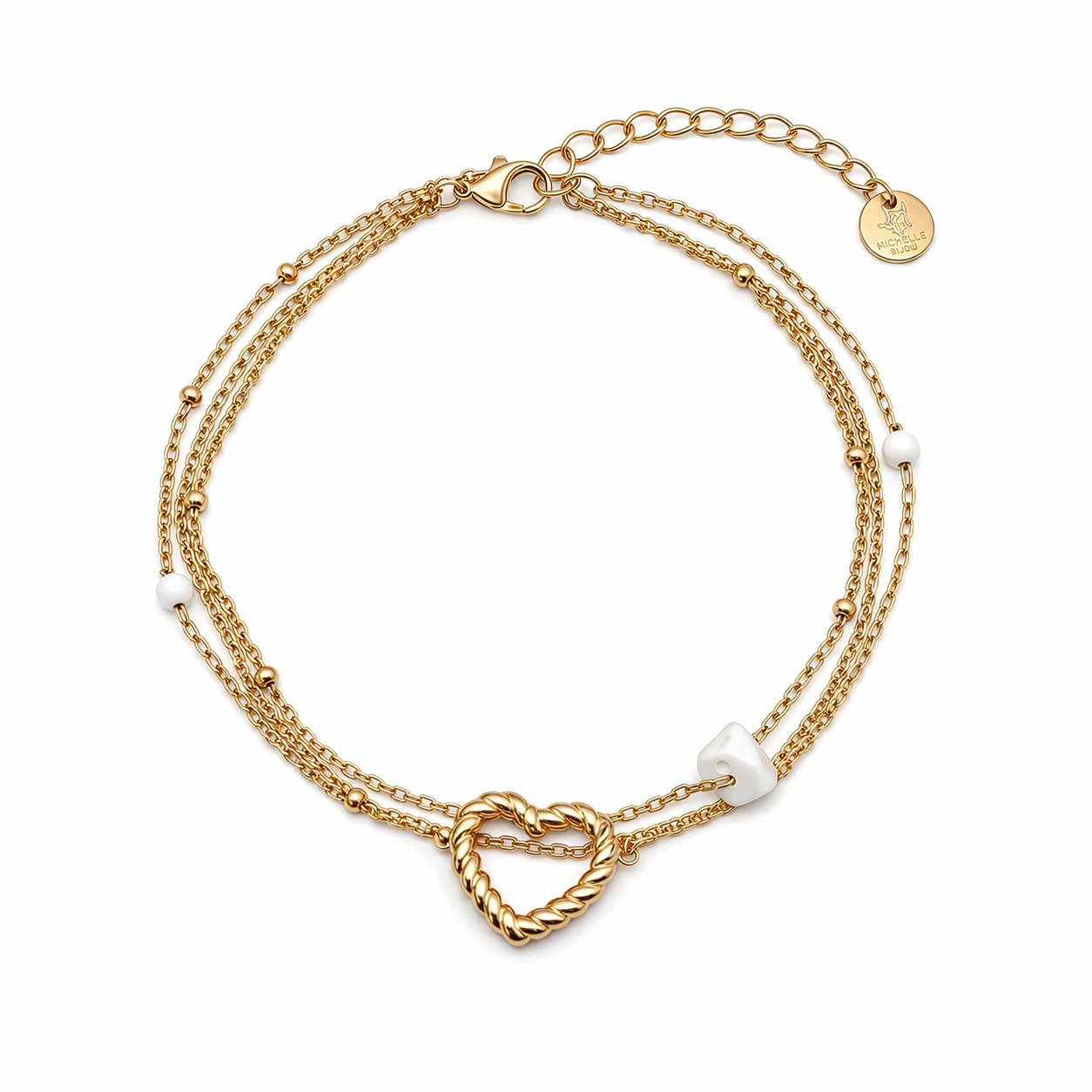 Armband Drei Ketten Türkis Weiß Ein Herz Dein Stil Michelle Bijou