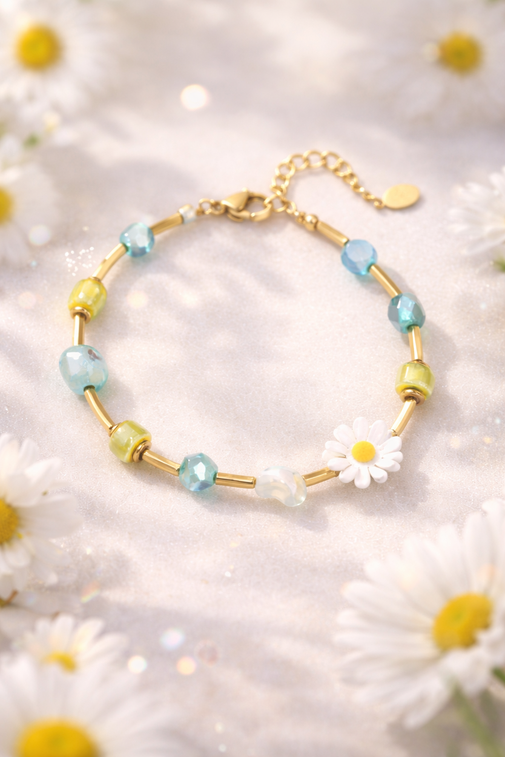 Armband Farbenfrohes Armband Grüne Oase Frühling Gänseblümchen Nickelfrei Yehwang