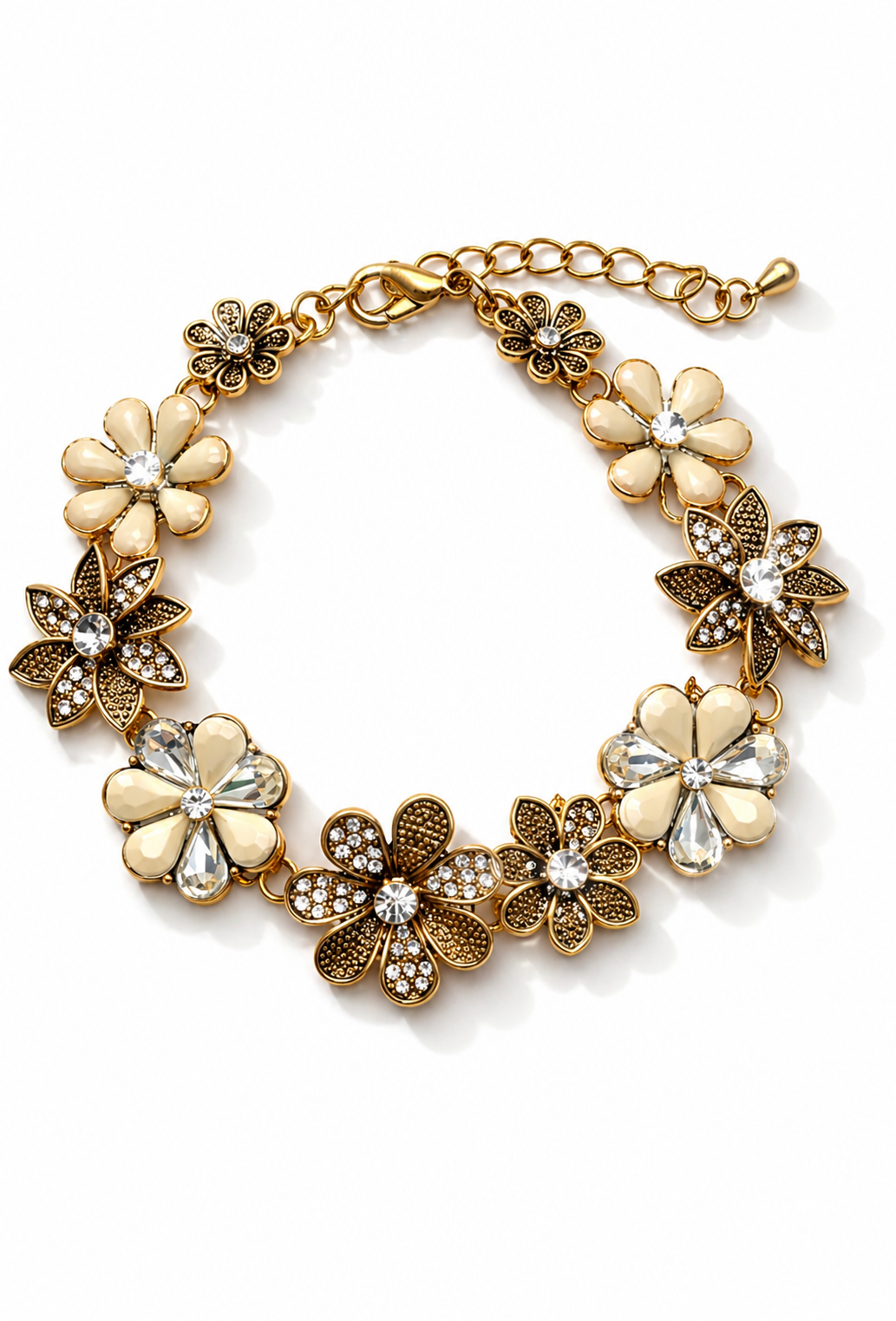 Armband Strass-Armband Blumen Rot Weiß Trend 2026 Modeschmuck Nickelfrei