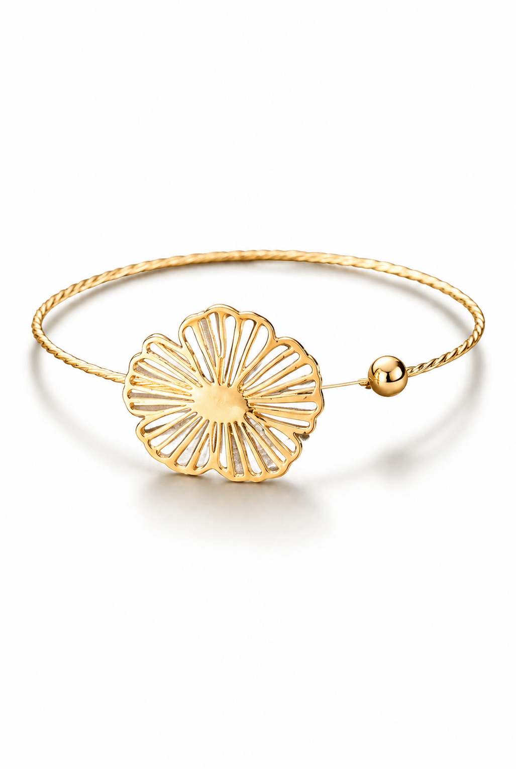 Armreif Blossom Bijoux Stainless Steel Armband Blumenmuster goldfarben