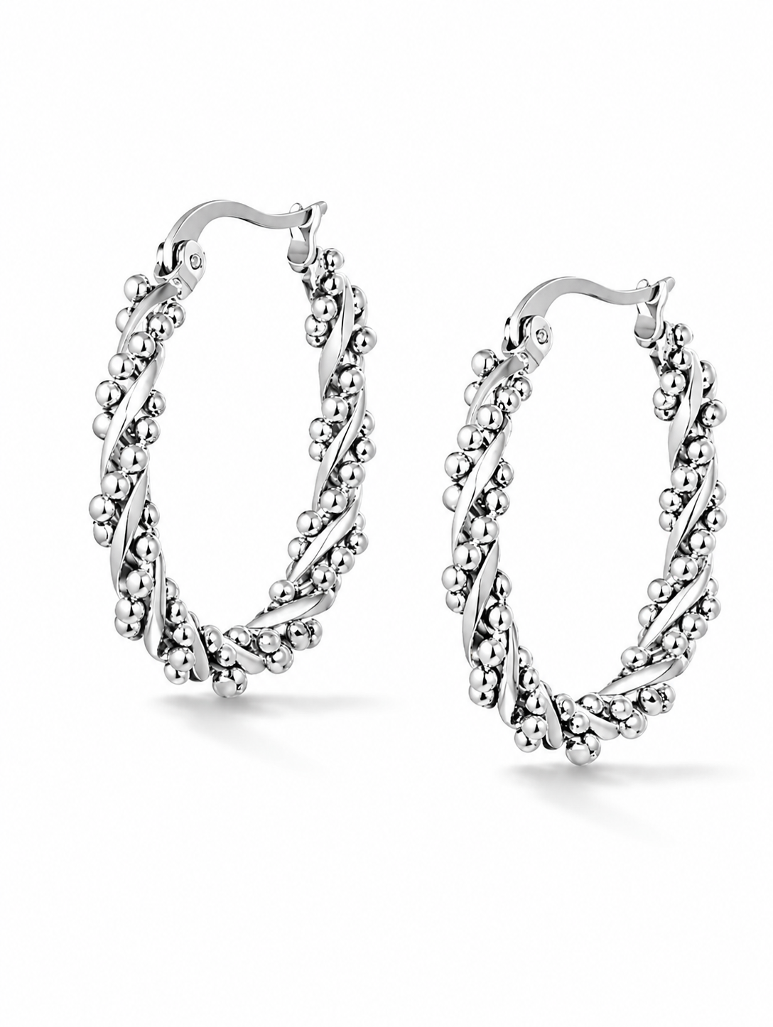 Creolen Twisted Hoop Ohrringe aus Edelstahl Silber- Goldfarben nickelfrei Yehwang