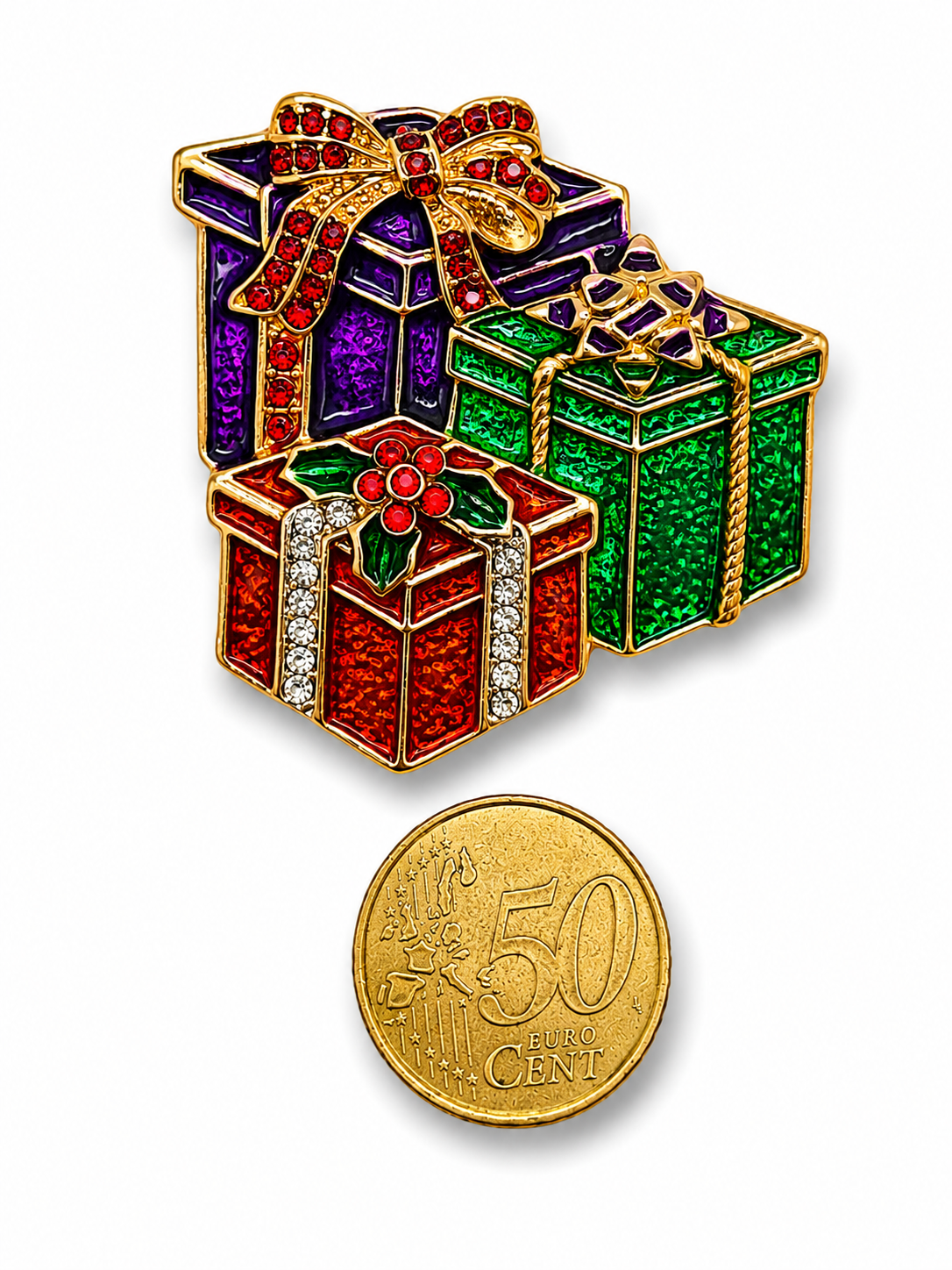 Brosche Geschenk mit rote Schleife Rot Geschenk Liebe Schleife Weihnachten