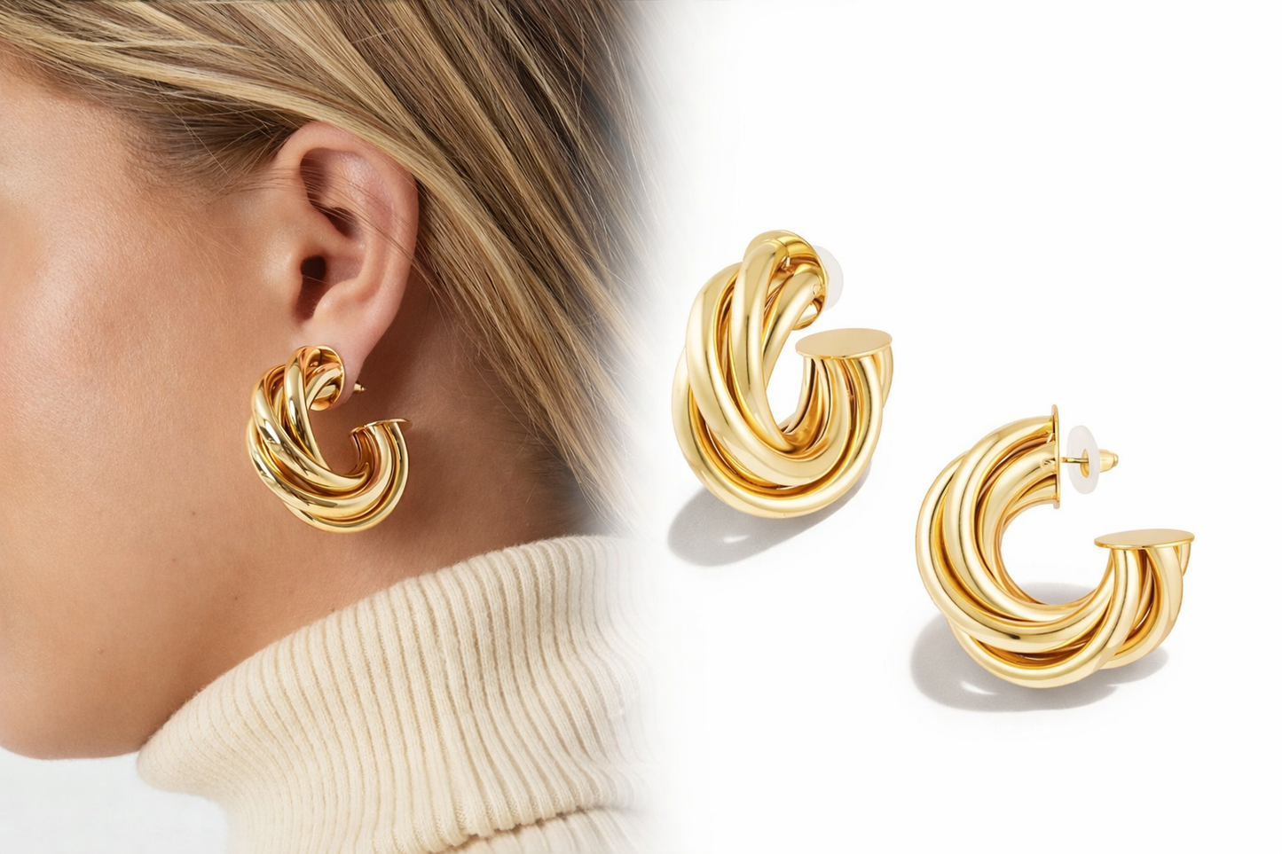 Creolen Goldfarben gedreht nickelfrei Statement Ohrringe Yehwang