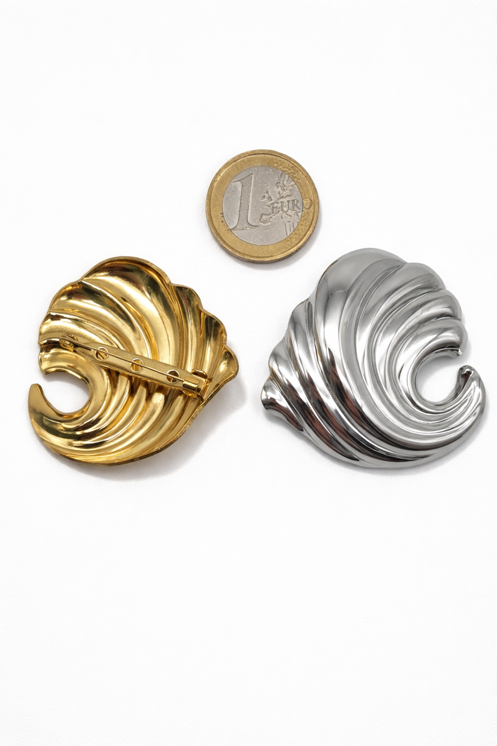 Brosche The Wave Organisch Welle Goldfarben Silberfarben