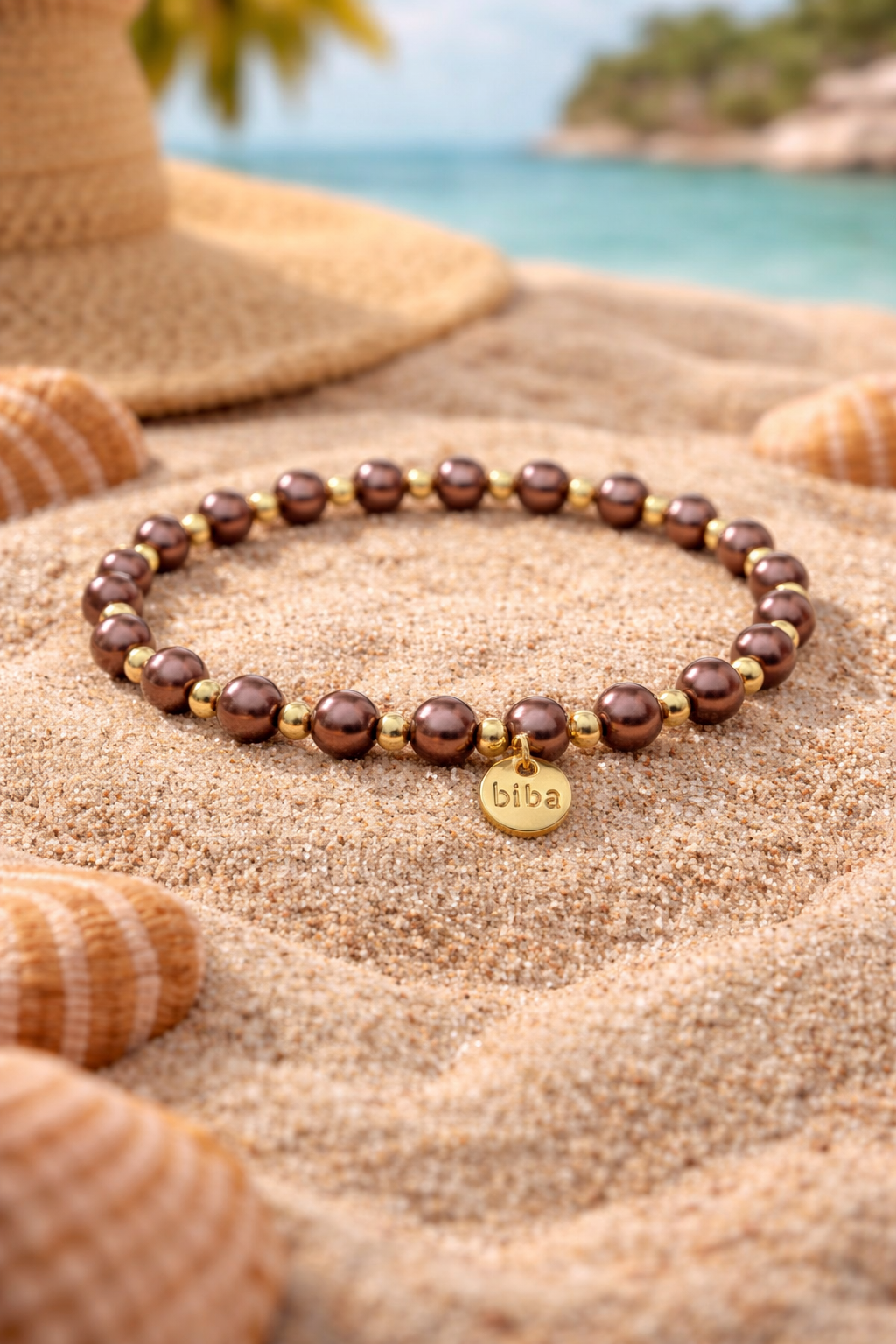 Armband elastisch Braun-Bronze Goldfarben in 3 Größen Trend Sommer Biba
