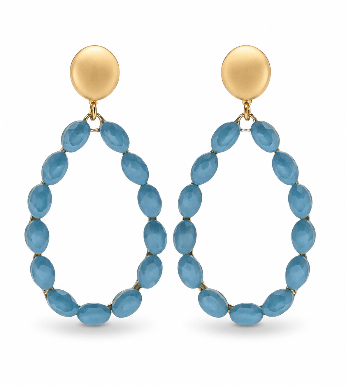 Ohrringe Ohrhänger Tropfenform Cat-eye Stones Hellblau Rosa Nickelfrei Sweet7
