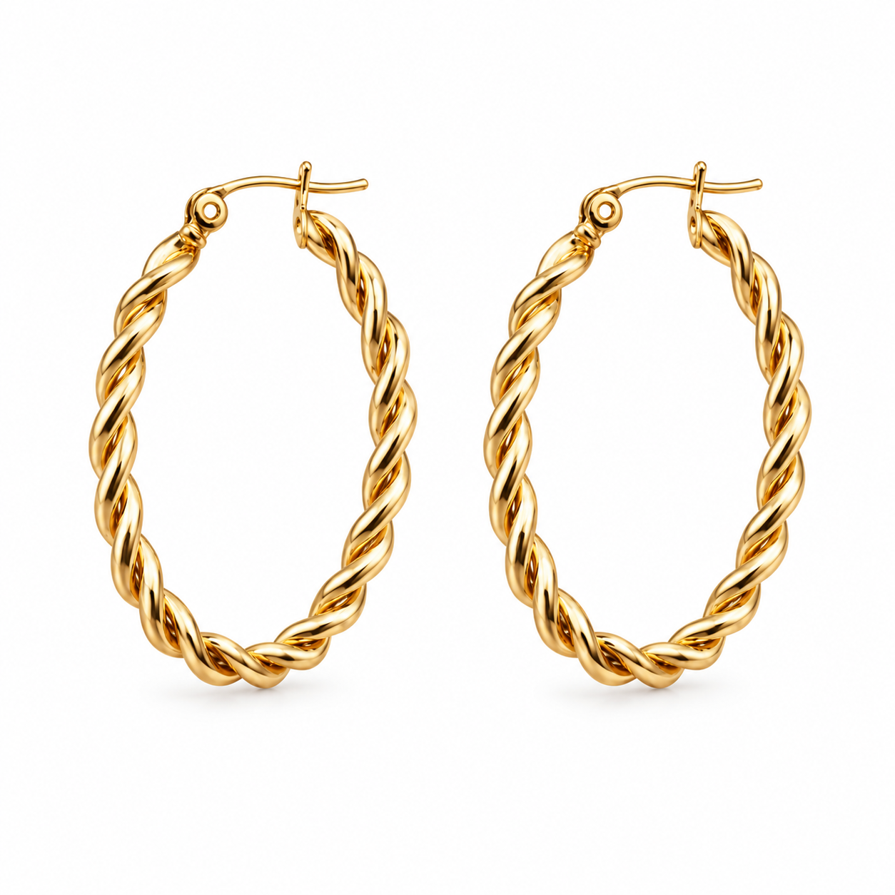 Ohrringe Creolen Oval gedreht in Gold oder Silberfarben Nickelfrei Michelle Bijou