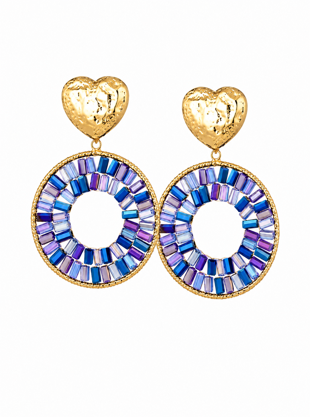 Ohrhänger Ohrringe goldfarben Ring Blau gun Metal Türkis nickelfrei Ibiza Feeling Yehwang