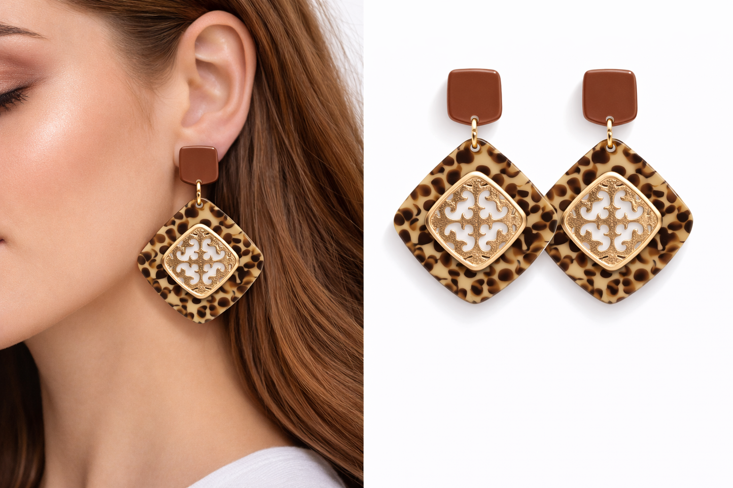 Biba Ohrringe Ohrhänger muster schwarz goldfarben nickelfrei tiger leoparden