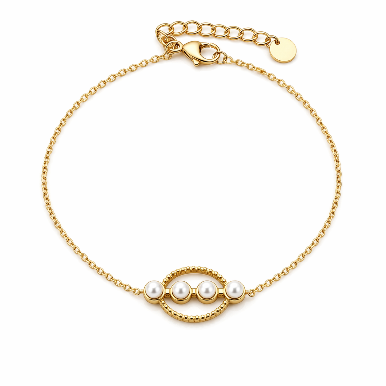 Armband mit Kreis und Süßwasserperlen Filigran elegant Michelle Bijou