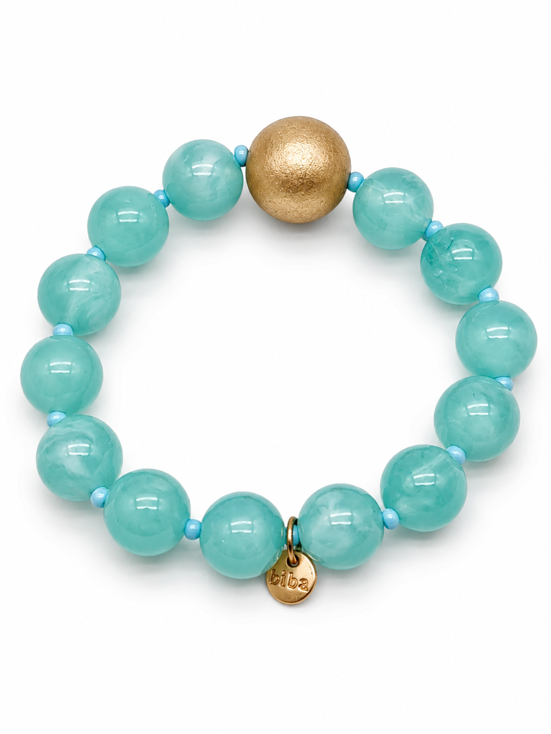 Armband elastisch Trükis mit Goldene Perle Biba Sommer Urlaub Strand Party