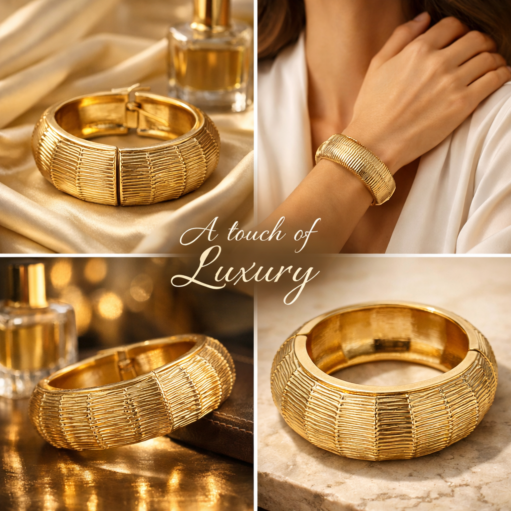 Armband Klapp-Armband in Goldfarben mit Relief trend 2026 Nickelfrei Biba