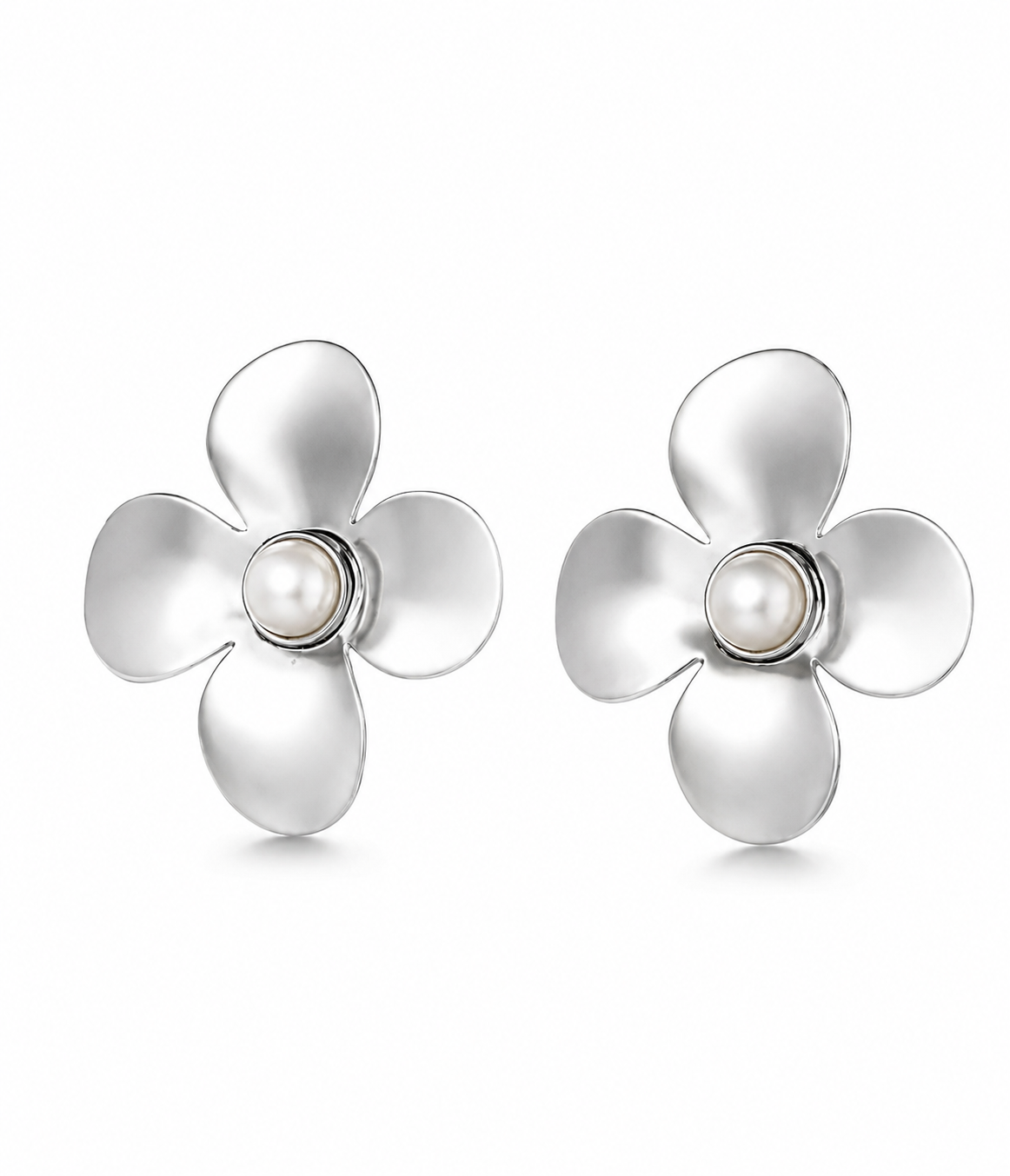 Ohrstecker floraler Perle Silber- Goldfarben nickelfrei Blume floral Yehwang