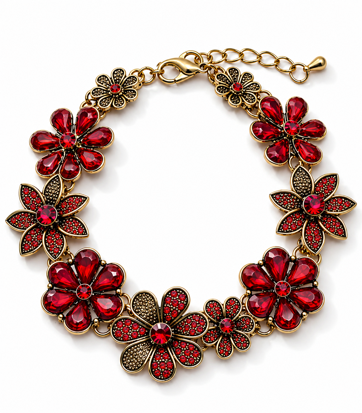 Armband Strass-Armband Blumen Rot Weiß Trend 2026 Modeschmuck Nickelfrei