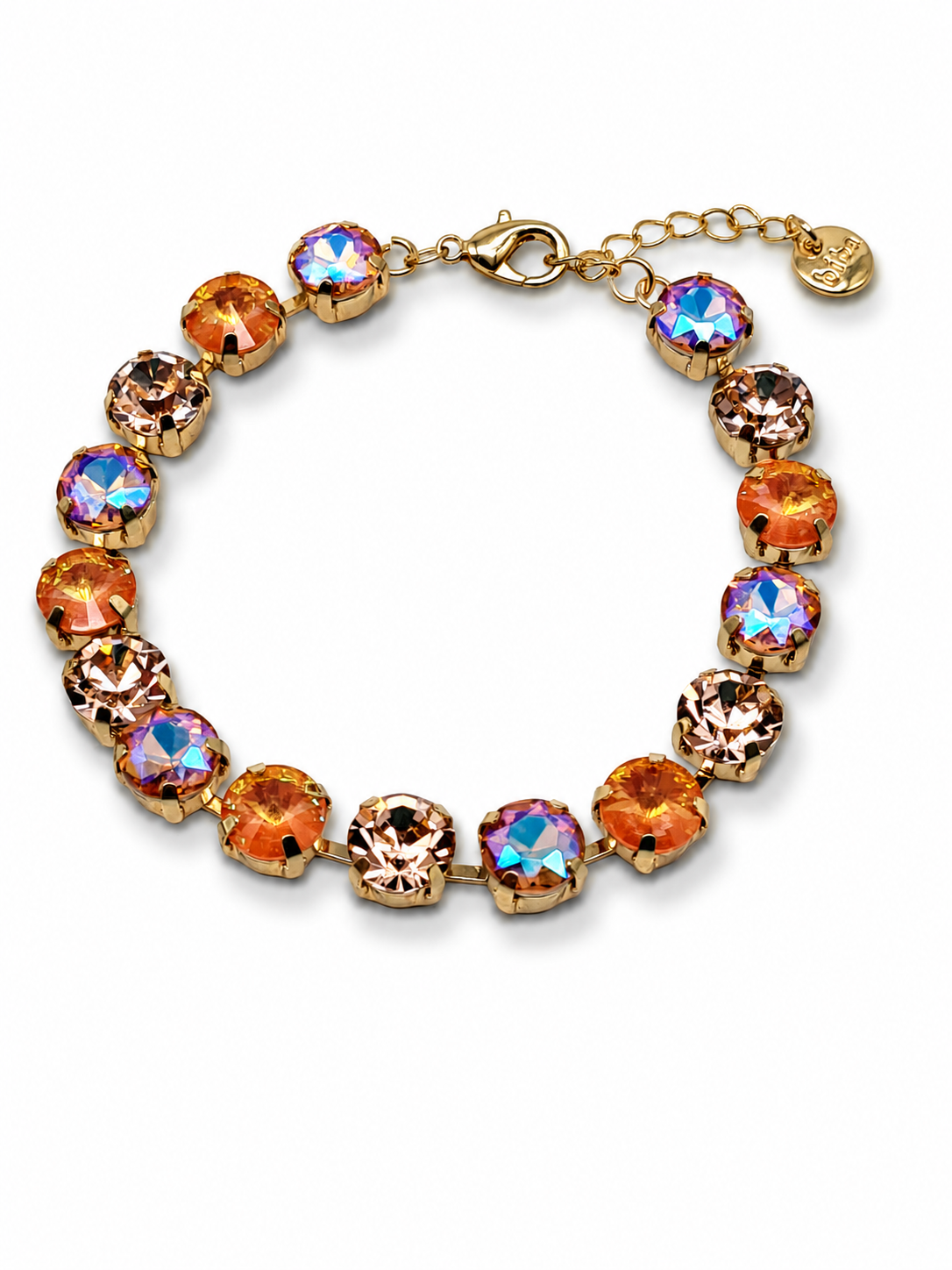 Armband Straßsteinen Orange-Rosa oder Rot-Orange Biba